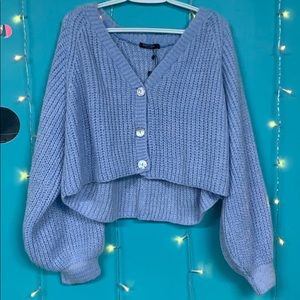 NWT Nasty Gal Baby Blue cropped cardigan/ sweater